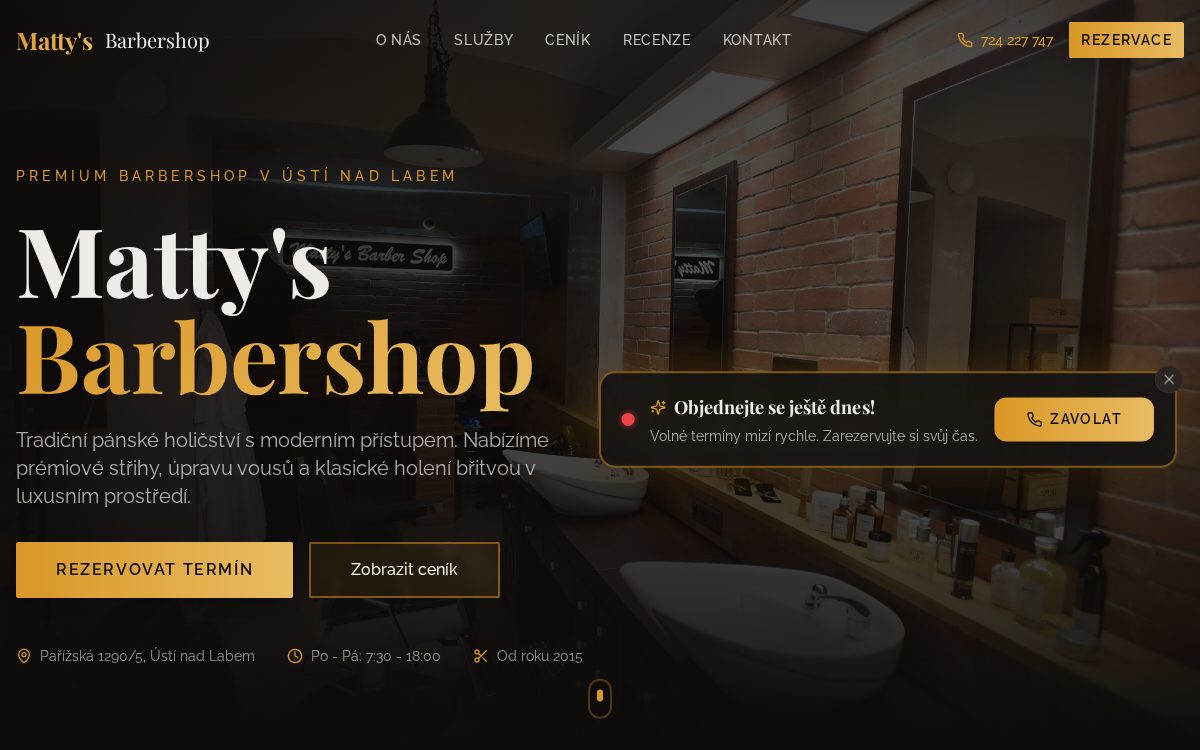 Náhled projektu Matty's Barbershop